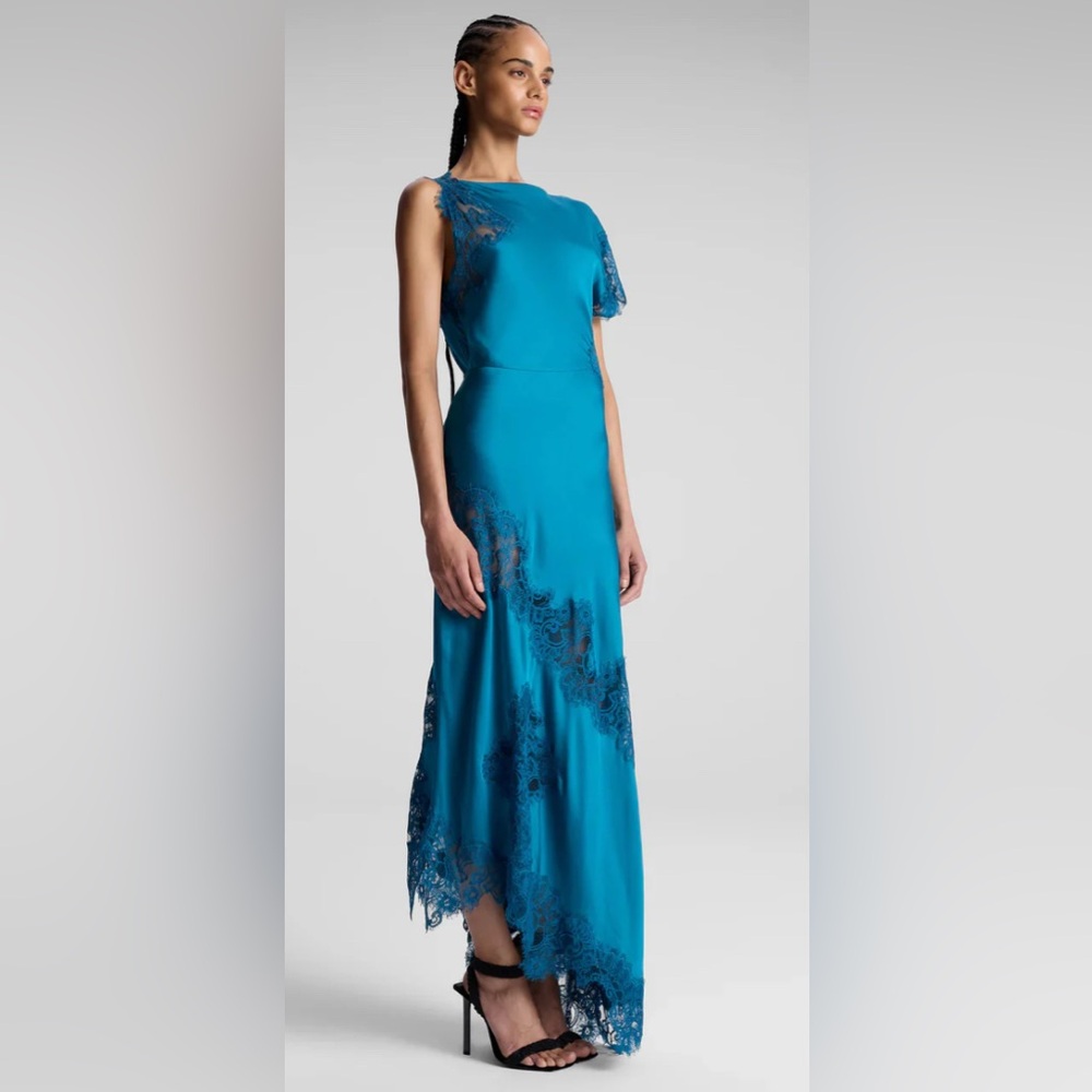 A.L.C  Alessia Dress 💙 Elegant  Teal  Satin and Lace Dress